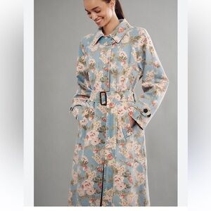 NWT Avec Les Filled floral denim trench coat